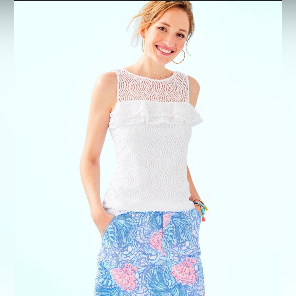 Lilly Pulitzer Janine Top in Resort White Sz Small